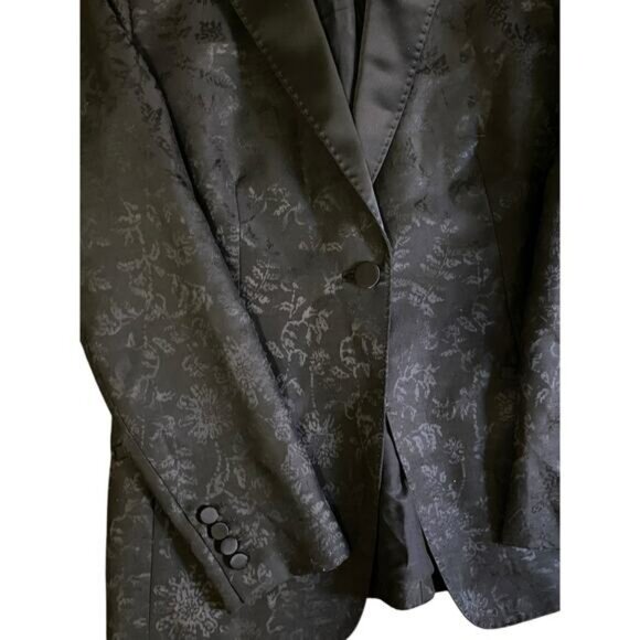 Lafayette 148 Flora Bloom Wool Silk Blazer US 8 Jacquard Suit Jacket Black Tie - Picture 14 of 16